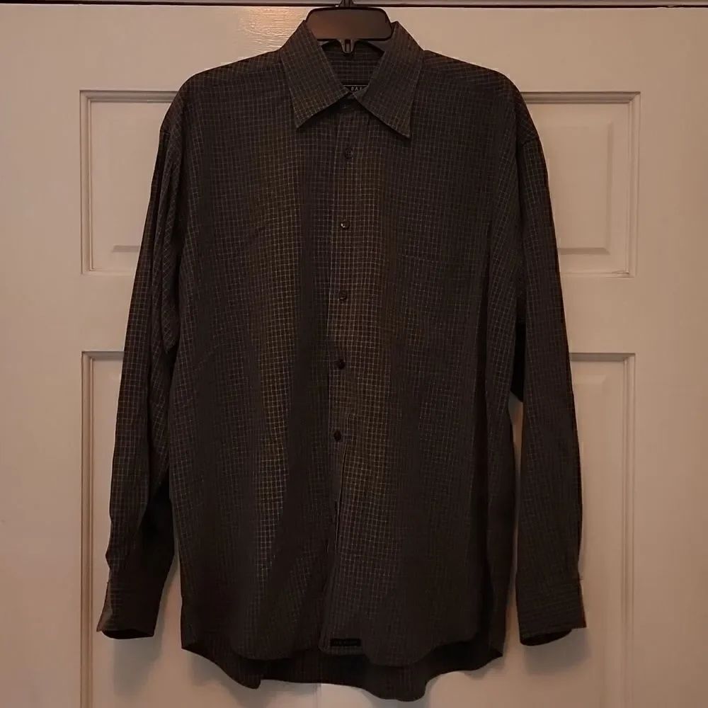 Ted Baker Green and Blue Plaid Dress Shirt